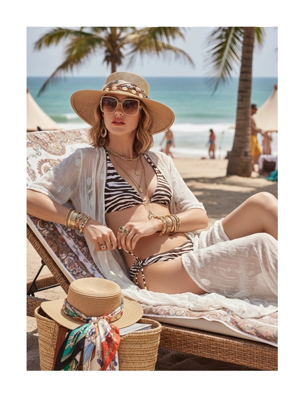 new Michael Kors ☀︎︎ Animal Print Side Tie Bikini Bottom ☀︎︎ Gold MK Hardware ☀︎